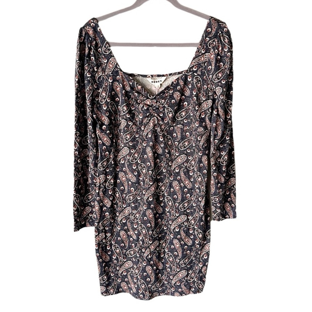 BODEN Sweetheart Neckline Paisley Mini Dress 12R NWT - Picture 2 of 10